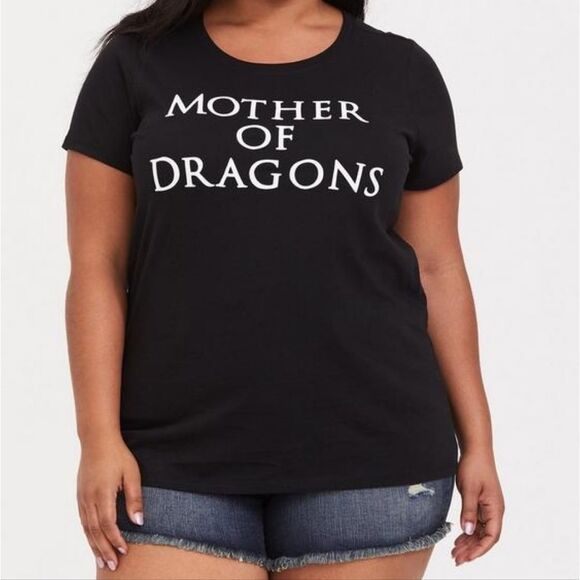 Torrid Game of Thrones Mother of Dragons Black Slim Fit Tee - Picture 1 of 7